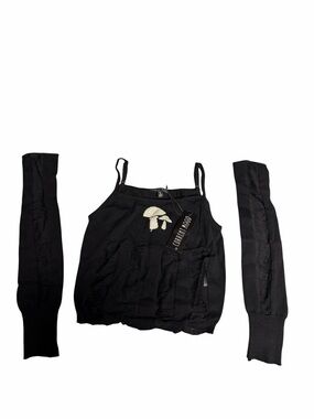 Dolls Kill Black Knit Cami mushroom top with Detachable Sleeves